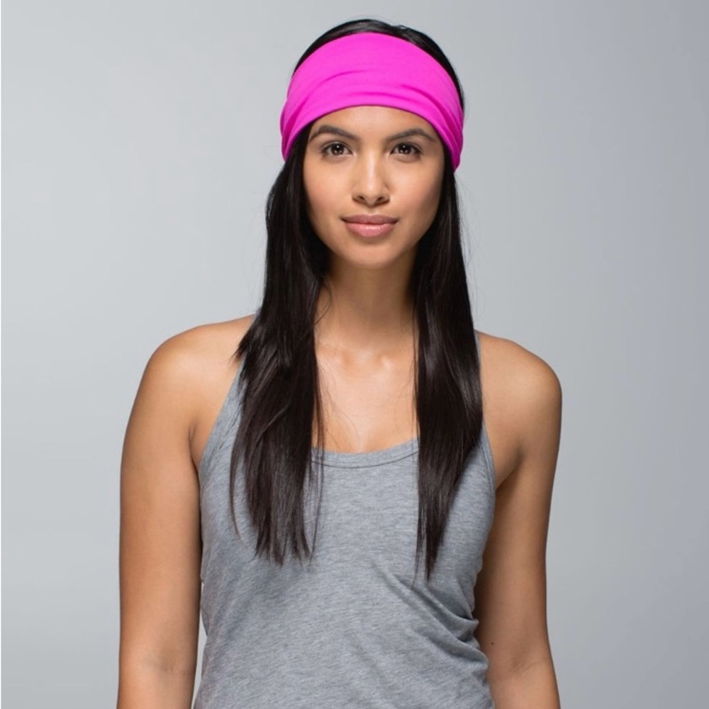 Lululemon Bang Buster Reversible Headband Paris Perfection Pink / black